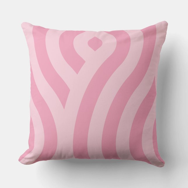 Modern Wavy Stripes Pattern Pink Cushion (Front)