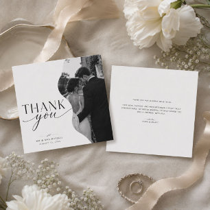 Modern Wavy Wedding Photo Thank You Card