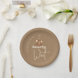 Modern We Can Bearly Wait Baby Shower  Paper Plate