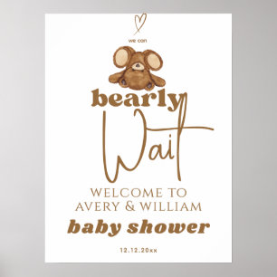 Modern We Can Bearly Wait Baby Shower  Poster