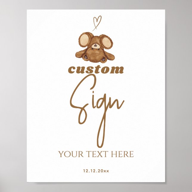 Modern We Can Bearly Wait Baby Shower  Poster (Front)