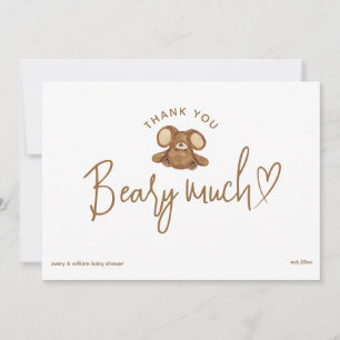 Modern We Can Bearly Wait Baby Shower Thank You Card