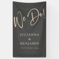 Modern We Do Elegant Custom Black Beige Wedding