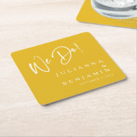 Modern We Do Elegant Custom Saffron Yellow Wedding