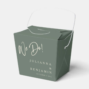 Modern We Do Elegant Custom Wedding Dark Sage  Favour Box
