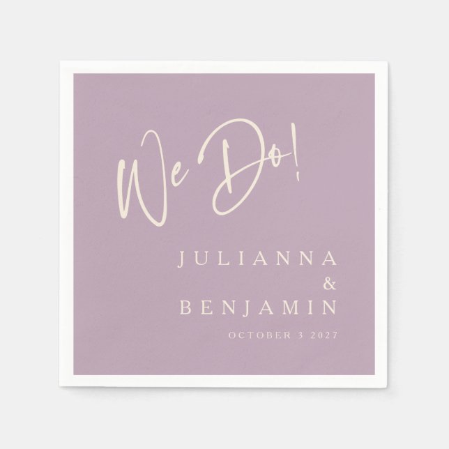 Modern We Do Elegant Custom Wedding Dusty Lilac Napkin (Front)