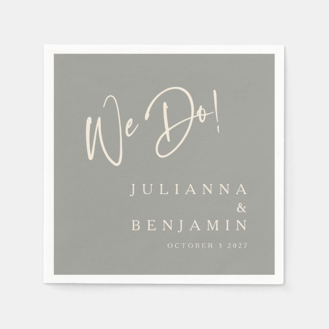 Modern We Do Elegant Custom Wedding Grey Napkin (Front)