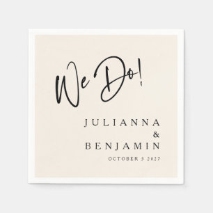 Modern We Do Elegant Custom Wedding Ivory Black Napkin