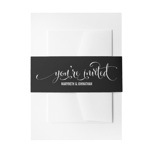 Modern We Do Script Wedding Belly Band Invitation Belly Band (Front Example)