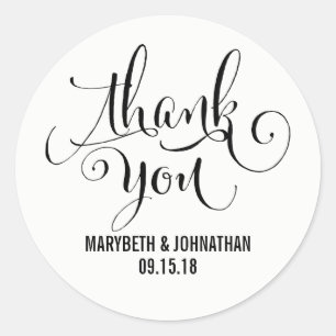 Modern We Do Script Wedding Thank You Sticker