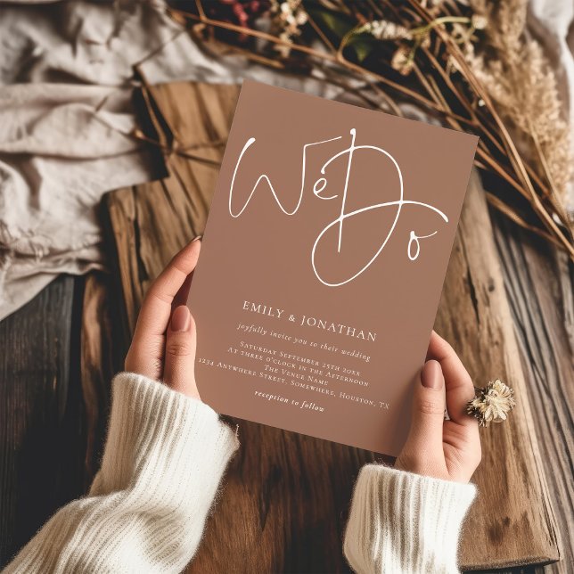 Modern We Do Simple Brown Wedding Invitation (Creator Uploaded)