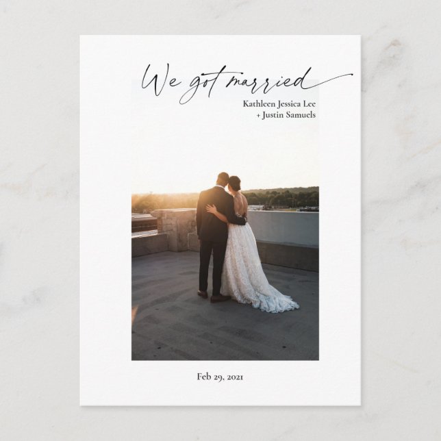 Modern We got married simple surprise Photo Postcard (Front)