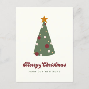 Modern We Have Moved Christmas Tree Holiday Moving Announcement Postcard