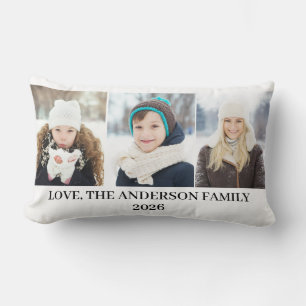 Modern We Love You 3 Photo Collage  Lumbar Cushion