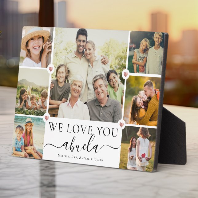 Modern We Love You Abuela Family Photo Collage Plaque (Creator Uploaded)