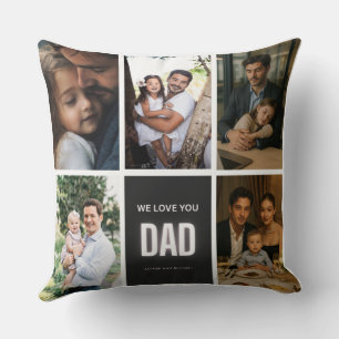 Modern WE LOVE YOU Father's Day Photo Collage Cushion
