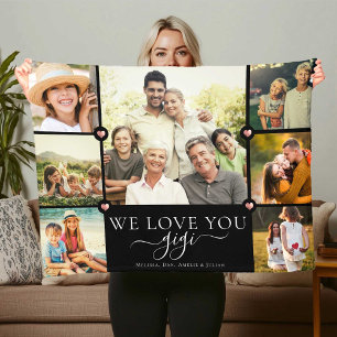 Modern We Love You Gigi Family Photo Collage Fleec Fleece Blanket