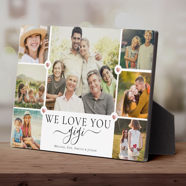 Modern We Love You Gigi Family Photo Collage Plaque (Creator Uploaded)