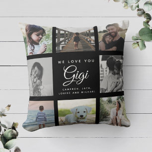 Modern We Love You GIGI Mother's Day Photo Collage Cushion