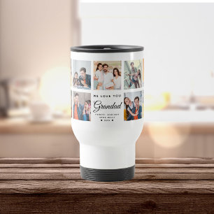 Modern WE LOVE YOU GRANDAD Square Photo Collage Travel Mug