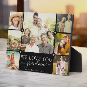 Modern We Love You Grandma Family Photo Collage Plaque