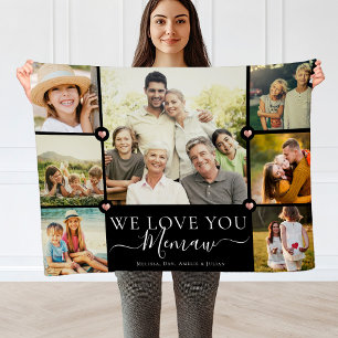 Modern We Love You Memaw Family Photo Collage Fleece Blanket