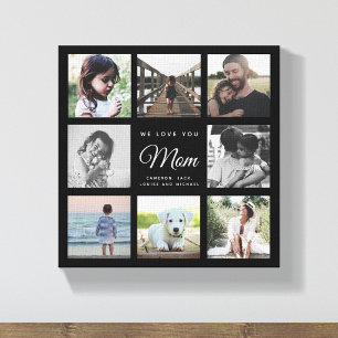 Modern WE LOVE YOU Mom Mother's Day Photo Collage  Canvas Print