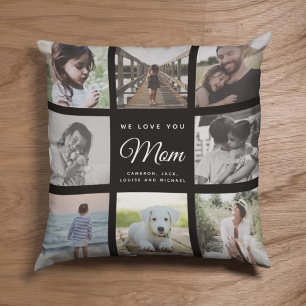 Modern WE LOVE YOU Mum Mother's Day Photo Collage Cushion