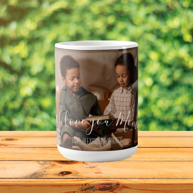Modern We Love You Mum Photo Mug (Modern We Love You Mom Photo Personalized Coffee Mug)