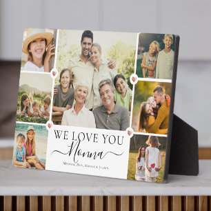 Modern We Love You Nonna Family Photo Collage Plaque