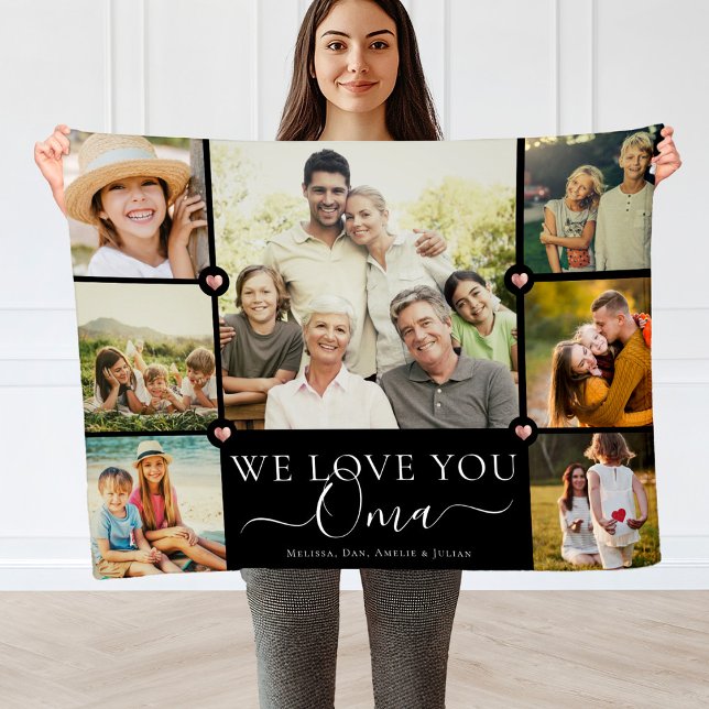 Modern We Love You Oma Family Photo Collage Fleece (Creator Uploaded)