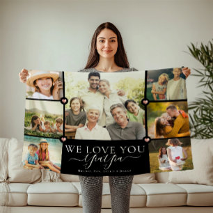 Modern We Love You YiaYia Family Photo Collage Fle Fleece Blanket