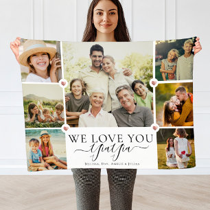 Modern We Love You YiaYia Family Photo Collage Fleece Blanket
