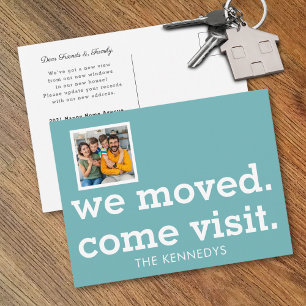 Modern We Moved Come Visit Photo New Home Teal Announcement Postcard