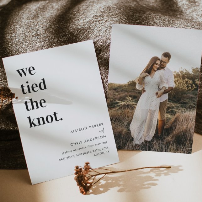 Modern We Tied The Knot Elopement Wedding Invitation (Creator Uploaded)