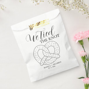 Modern We tied the knot pretzel favour bag wedding