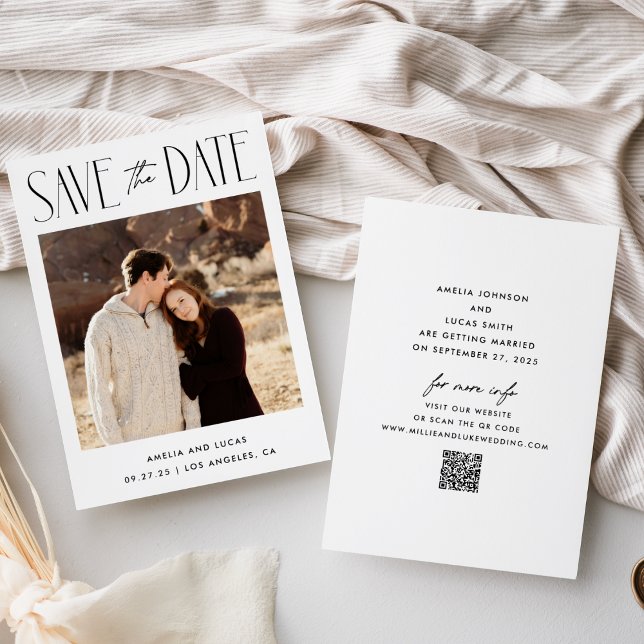 Modern Website QR Code Flat Save The Date Card (Creator Uploaded)