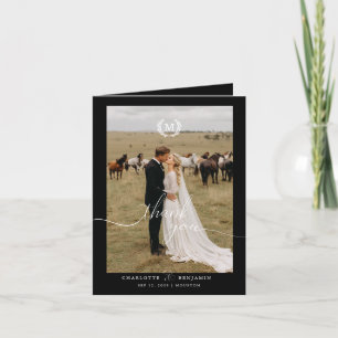 Modern wedding 2 Photo Black Thank You Card