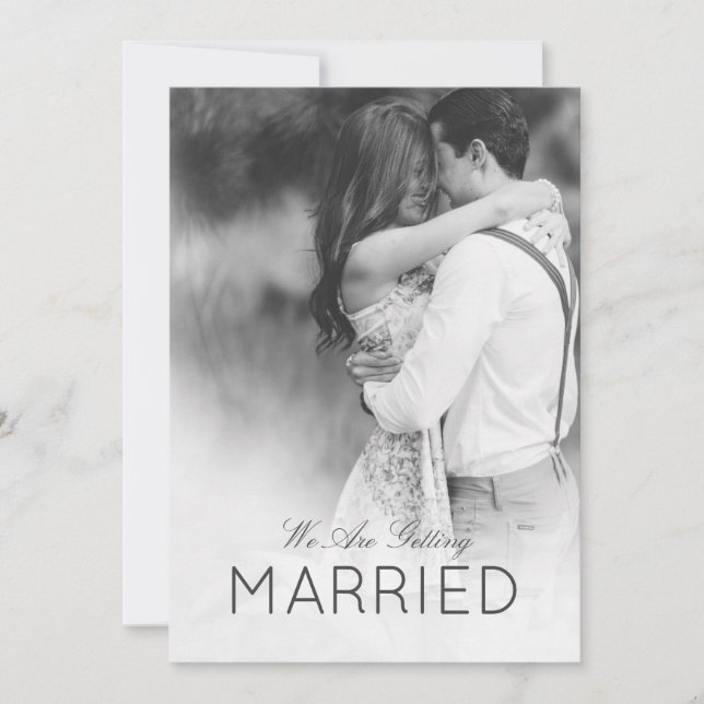 Modern Wedding  2 Photo Elegant Black and White Invitation (Front)