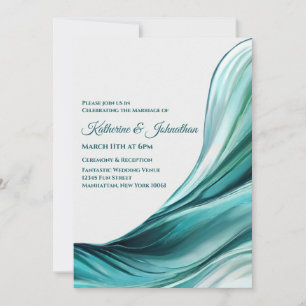 Modern Wedding- Abstract-Emerald Green-Invitation Invitation