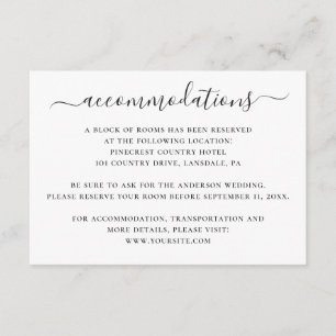 Modern Wedding Accommodation Hotel Information Enclosure Card