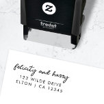 Modern Wedding Address | Couple Name Script Self-inking Stamp<br><div class="desc">Simple, stylish wedding RSVP return address stamp in a modern minimalist design style with a trendy script typography in classic black and white, with an informal handwriting style font. The text can easily be personalised for a unique one of a kind design for your special day. If you need any...</div>