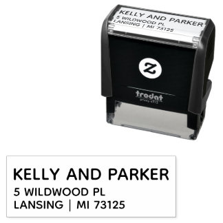 Modern Wedding Address | Couple Name Script Self-inking Stamp