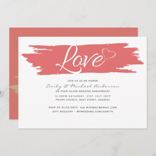 Modern Wedding Anniversary Invites - ANY MILESTONE (Front/Back)