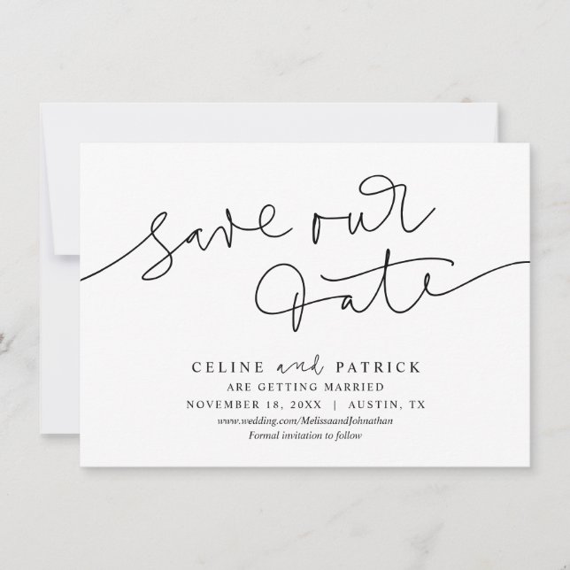 Modern Wedding Announcement, Save Our Date Cards (Front)