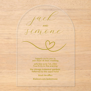 Modern Wedding   Arch Invites   Dark Yellow Acrylic Invitations