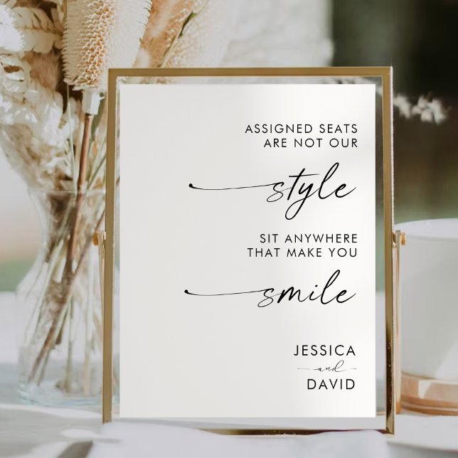 Modern Wedding Assigned Seats Are Not Our Style  Pedestal Sign (Creator Uploaded)