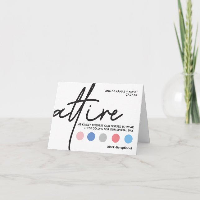 Modern Wedding Attire Dress Code Cards (Front)