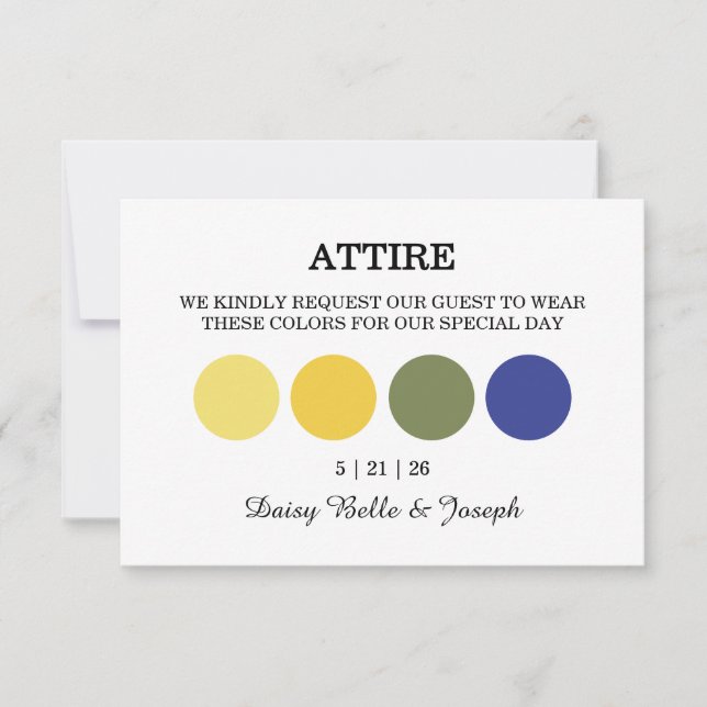 Modern Wedding Attire Dress Code Enclosure Card (Front)