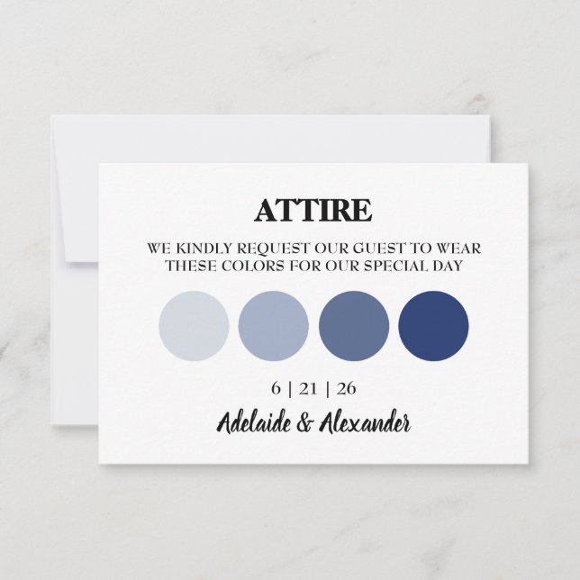 Modern Wedding Attire Dress Code Enclosure Card (Front)